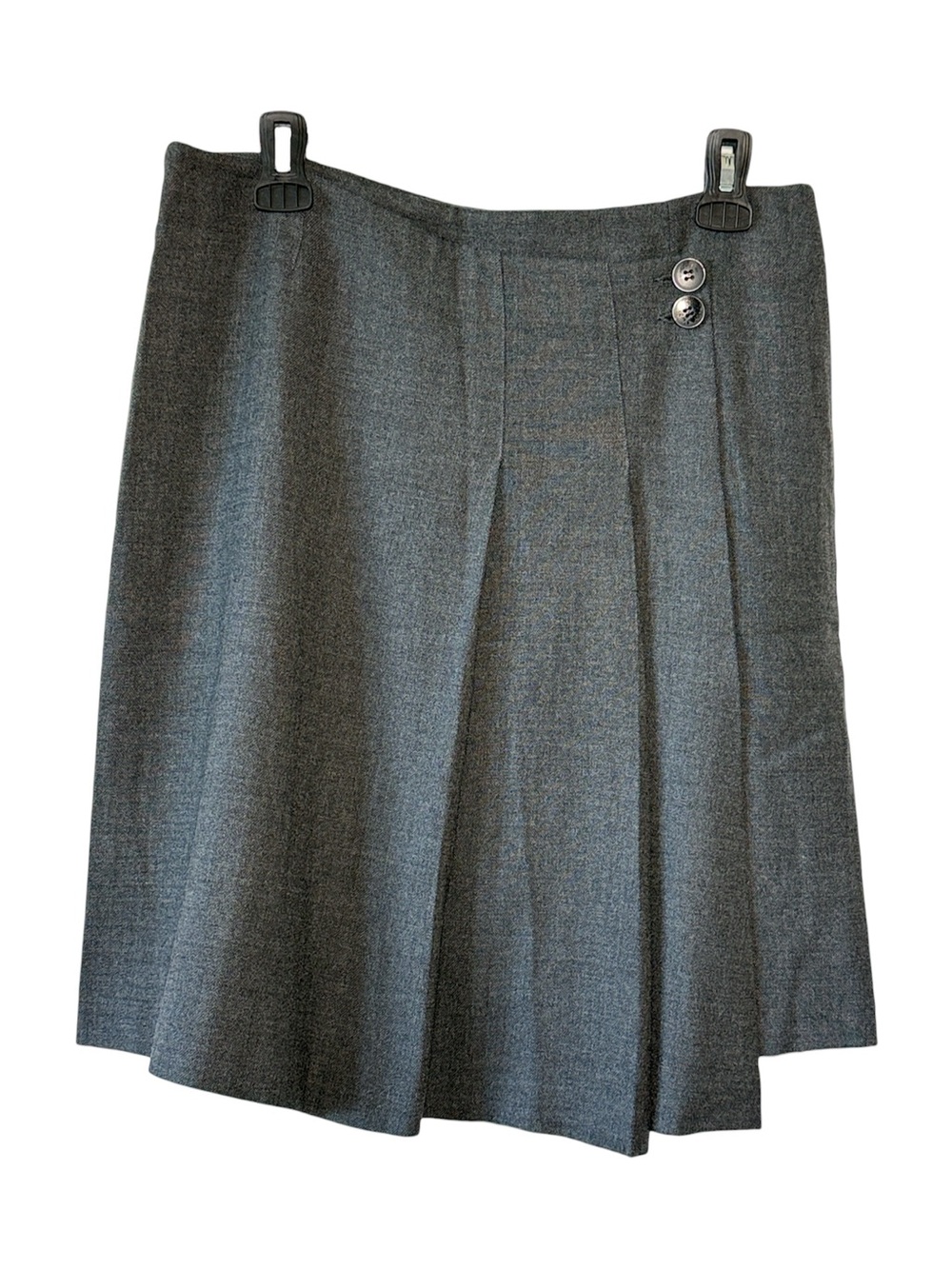 Armani Collezioni Charcoal Gray A‑Line Pleated Skirt w/ Side Buttons | Size 10